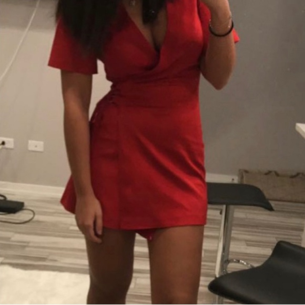 Red Zara wrap dress size Small